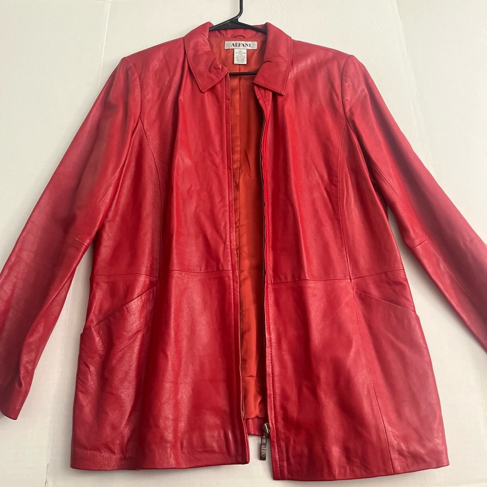 Alfani Women's Red Leather Jacket
